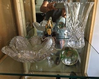 American Brilliant period Period Cut glass, Orient & flume "grasshopper" paperweight