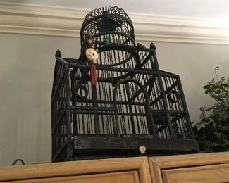 Reproduction Antique Bird Cage made by Maitland-Smith, netsuke sold apart