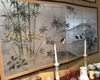 Japanese wall mounted four panel screen