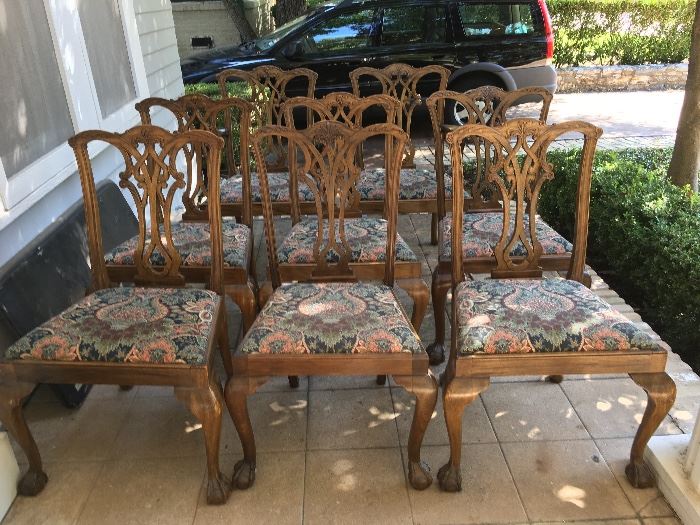 Set of 8 reproduction Chippendale-style dining chairs