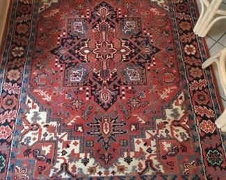 6 x 4 Heriz Made in India rug with leather border, $150.