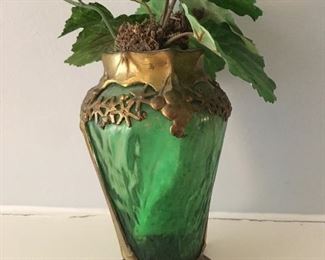 Loetz Glass Vase in a Gilt Metal Mount by Orion Pewter, Germany c. 1903