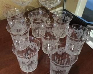 Etched glass tumblers