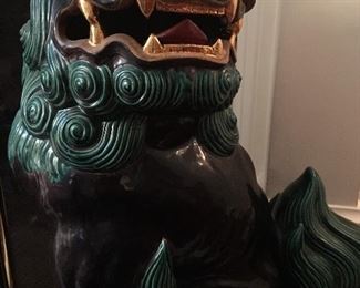 Kutani Ware Foo Dog, very large, marked, Meiji Taisho period, early 20th century