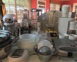 Appliances, mixing bowls, Kitchen aide, etc