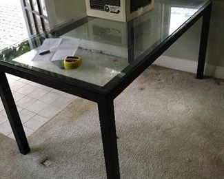 (In garage apartment) glass and metal table / desk by Bell' Oggetti (Italy) 