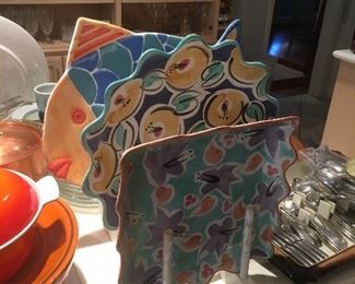 Fiori Ware, platters, hand painted