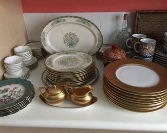 Vintage chinal, Pickard sugar & creamers, as is, Lenox "Mystic". more