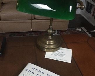 Antique bankers lamp (in upstairs library)
