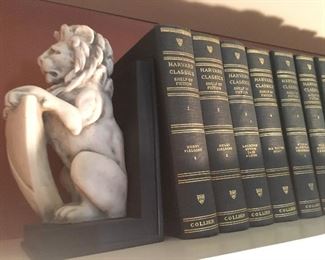 Harvad Classics with lion bookends, sold apart