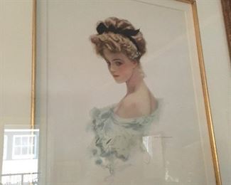 Harrison fisher "Fisher Lady" framed under glass