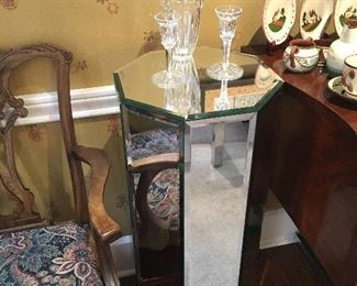 LaBarge mirrored pedestal, 3' tall, 1 of 2