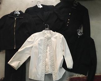 Leather coat in white, on black