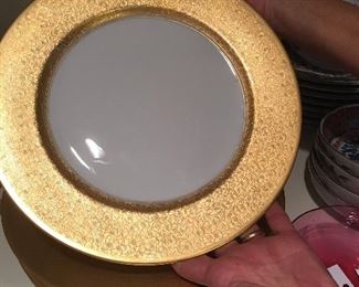1930's Gold Encrusted Pickard/ Heinrich & Co elb Bavaria Charger Plates, set of 10