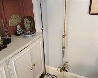 White and brass and lucite  pharmacy lamps