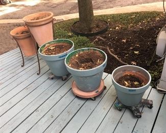 On the deck, back of the house