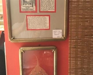 hand painted leaf and arbor ode in frame as set