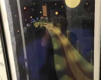 Framed poster- Austin's Bicycle and Pedestrian bridge signed by artist Patsy Bailey