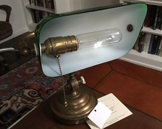 Antique bankers lamp (in upstairs library)