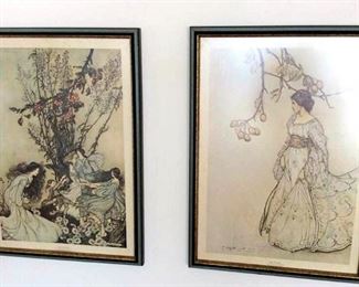 PFL094 Pair of Framed Prints of a Princess and Fairies 
