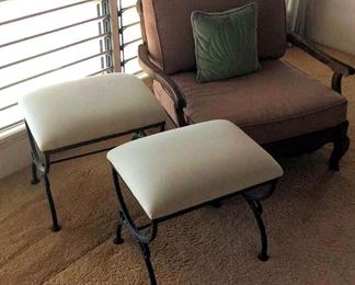 PFL099 Armchair & Two Ottomans