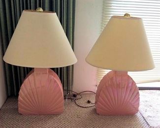 PFL172 Pair of Pink Ceramic Lamps
