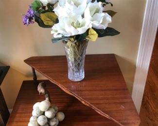 Vintage corner cherry table, marble grapes from Italy