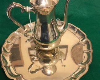 Sterling silver tea set and tray.