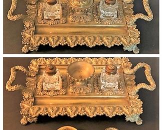 French Gilt Bronze Ink Well