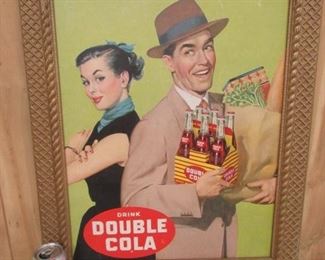 Framed Cardboard Double Cola Sign