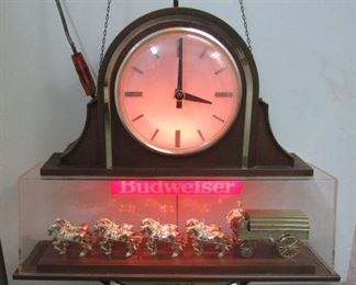 1960's Lighted Budweiser Clydesdale Horses Clock