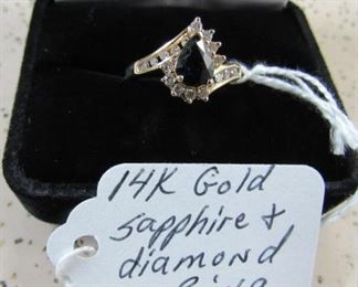 14K Gold, Sapphire & Diamond Ring