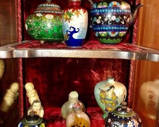 Antique Chinese and Japanese snuff bottles, cloisonne etc.