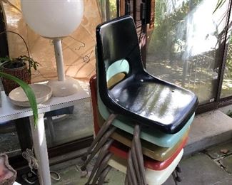 Stacking fibreglass chairs