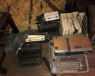 Vintage typewriters in attic