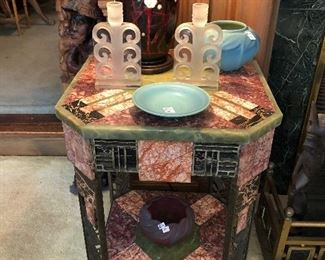 French Art Deco onyx and marble stand