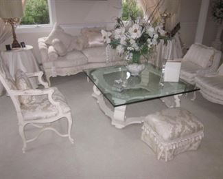 FRENCH Living Room Suite With CARVED VICTORIAN PARLOR SET CHAIRS SOFA