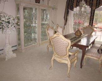 Exquisite Pair of Mirrored Back, Glass Shelves Display Cabinets         Stunning Baker Dining Room Suite     Phyllis Morris Candelabra & Post