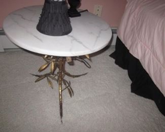 Mid-Century Wheat Table with Marble Top