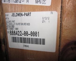 BRAND NEW IN BOX ~ Jeldewen Pre-Finished ~ Fiberglass with Mahogany Wood Grain Door ~  42" wide ~ 14" Side Lights ~ 8ft Tall ~  1-3/4" Thick 