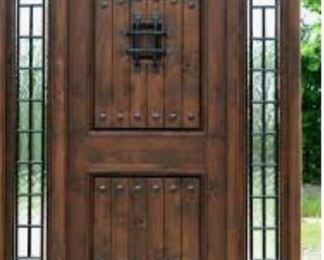 BRAND NEW IN BOX ~ BRAND NEW IN BOX ~ Jeldewen Pre-Finished ~ Fiberglass with Mahogany Wood Grain Door ~&nbsp; 42" wide ~ 14" Side Lights ~ 8ft Tall ~&nbsp; 1-3/4" Thick