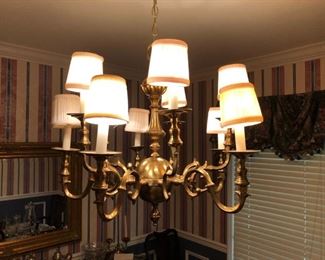 Rare, solid brass, 10 arm Colonial Williamsburg chandelier, Pristine Condition