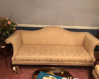 Henkel Harris Sofa, with Silk Damask Covering, Immaculate Condition