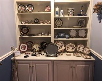 Impressive collections of Limoges, Wedgewood, Blue Mandalay, Colonial Williamsburg Pewter, etc.