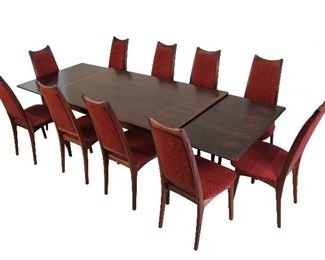 Mid-century Modern Rosewood Table & 10 Chairs