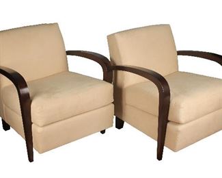 Pair of Contemporary HBF Suede Leather Venice Lounge Chairs