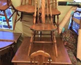 Antique Dining Set with 4 chairs and leaves.
