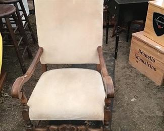 Vintage large velvet upholstered chair
