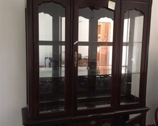 DINING ROOM BREAKFRONT, DINING ROOM TABLE WITH CHAIRS