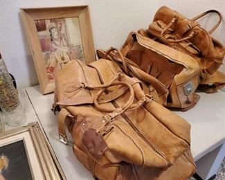 Leather Camel Satchel Carry Bags